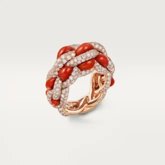 Anello Cartier Libre Tressage, corallo