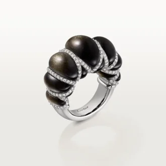 Anello Cartier Libre Tressage, ossidiana, diamanti