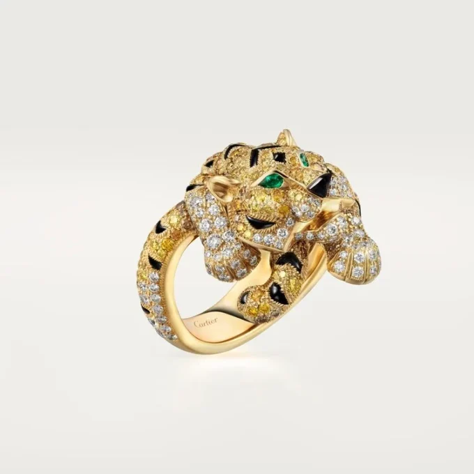 Anello Faune Et Flore De Cartier, diamanti gialli, arancioni e marroni, pavé