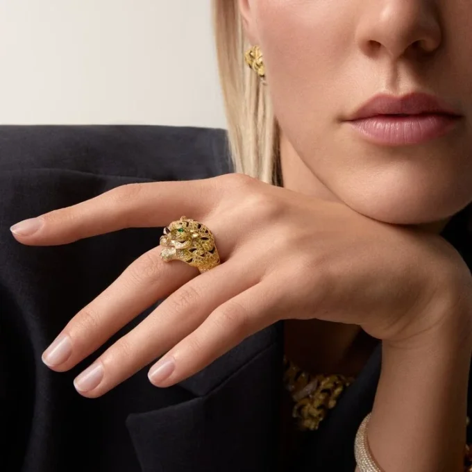 Anello Faune Et Flore De Cartier, diamanti gialli, arancioni e marroni, pavé