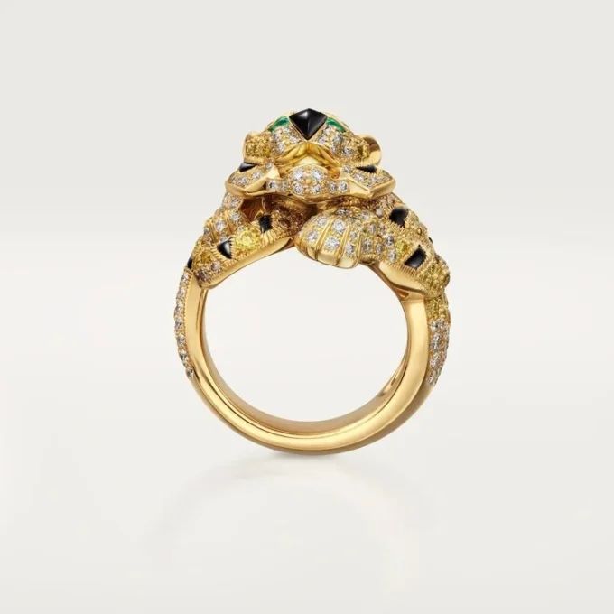 Anello Faune Et Flore De Cartier, diamanti gialli, arancioni e marroni, pavé