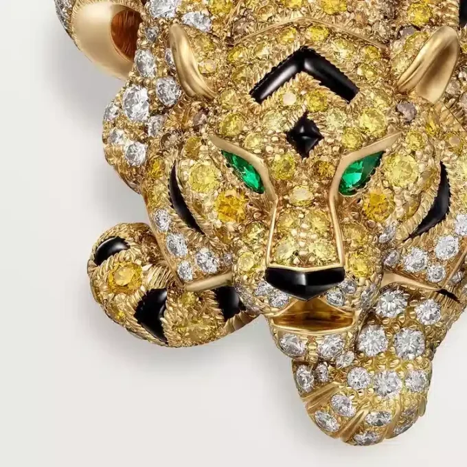 Anello Faune Et Flore De Cartier, diamanti gialli, arancioni e marroni, pavé