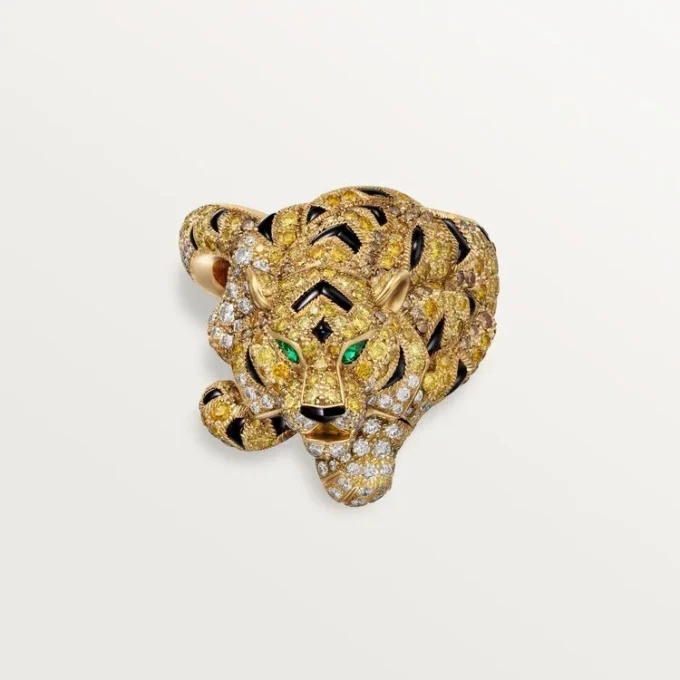 Anello Faune Et Flore De Cartier, diamanti gialli, arancioni e marroni, pavé