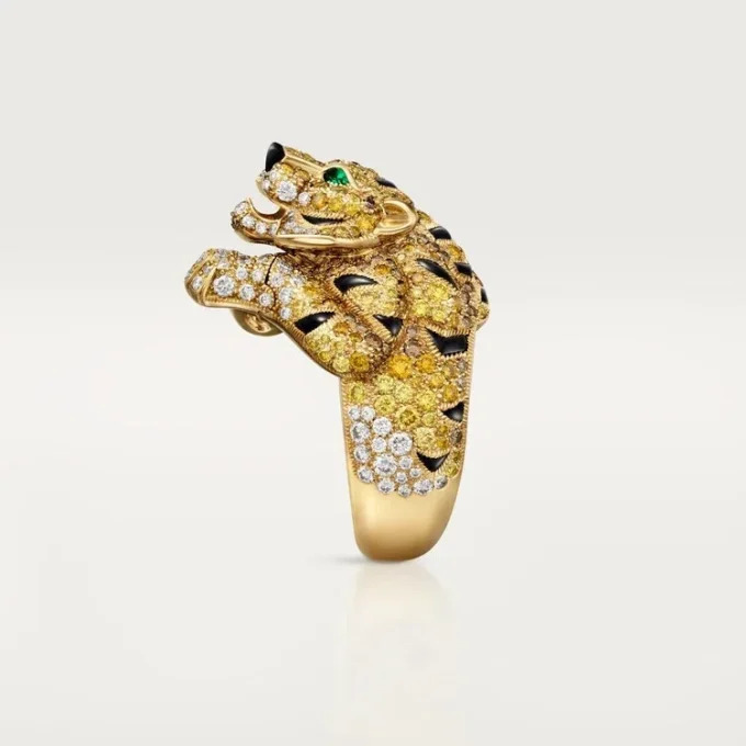 Anello Faune Et Flore De Cartier, diamanti gialli, arancioni e marroni, pavé