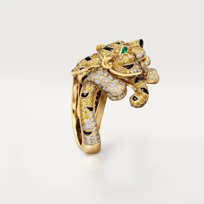 Anello Faune Et Flore De Cartier, diamanti gialli, arancioni e marroni, pavé