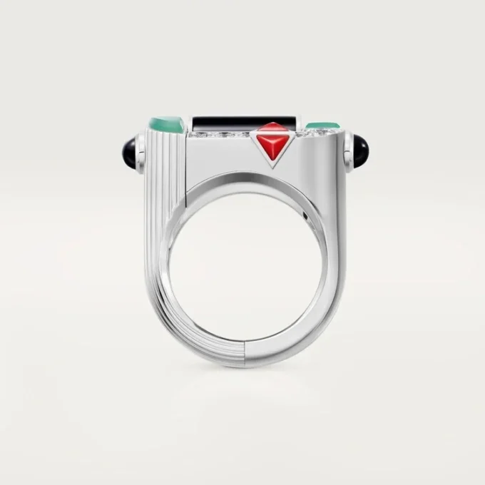 Anello Geometrie & Contrastes, Crisoprasio, Pavé