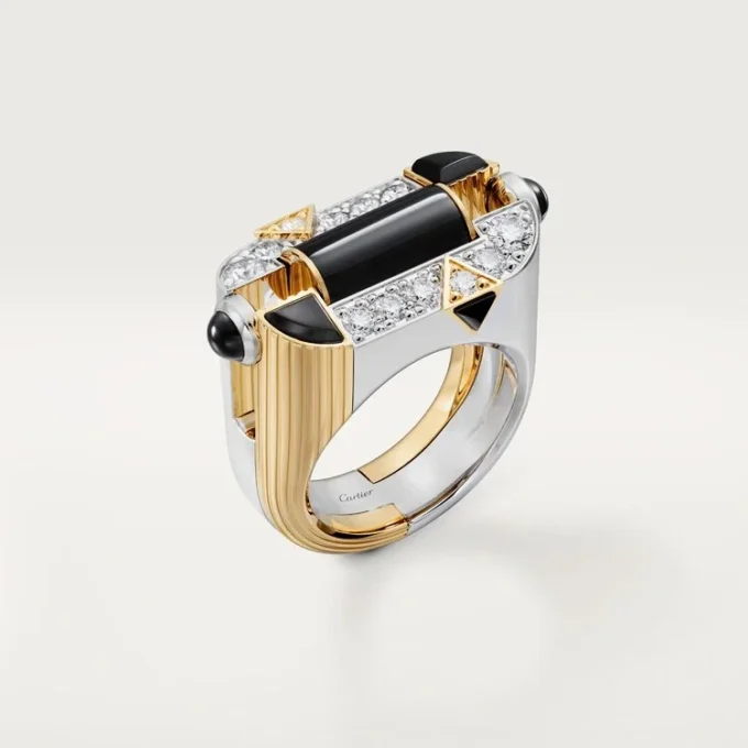 Anello Geometrie & Contrastes, onice, pavé