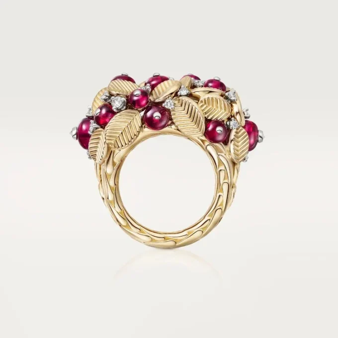 Anello Grain De Cafe, rubellite, semi-pavé