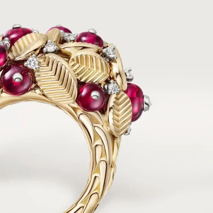 Anello Grain De Cafe, rubellite, semi-pavé