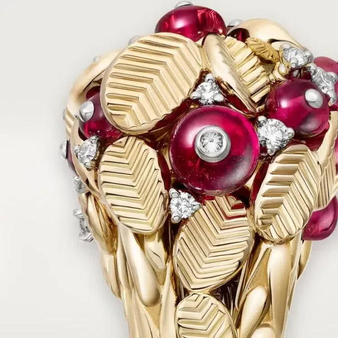 Anello Grain De Cafe, rubellite, semi-pavé