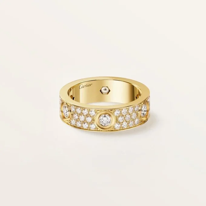 Anello Love, modello classico, pavé, 6 diamanti