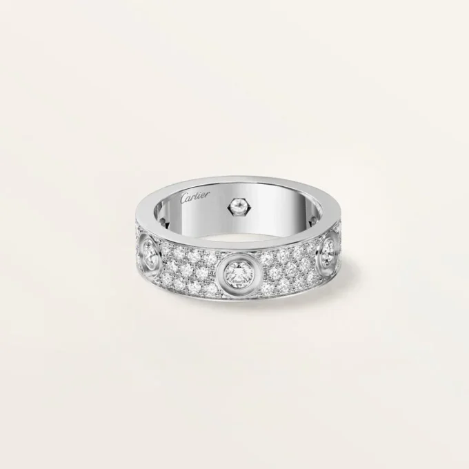 Anello Love, modello classico, pavé, 6 diamanti