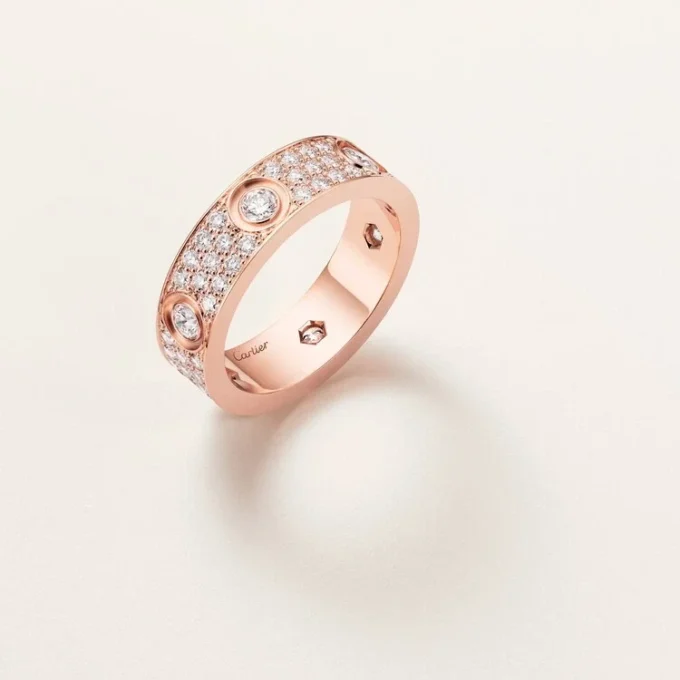 Anello Love, modello classico, pavé, 6 diamanti
