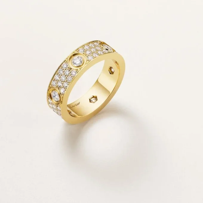 Anello Love, modello classico, pavé, 6 diamanti