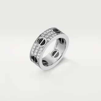 Anello Love, pavé di diamanti, ceramica – Oro bianco, ceramica, diamanti – Cartier