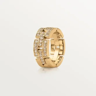 Anello Maillon Panthere, 3 file a mezza pavé di diamanti – Oro giallo, Diamanti – Cartier