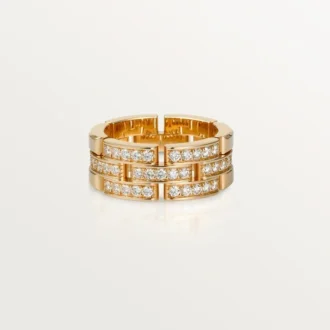 Anello Maillon Panthere, 3 file con pavé di diamanti – Oro rosa, Diamanti – Cartier