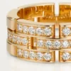 Anello Maillon Panthere, 3 file con pavé di diamanti – Oro rosa, Diamanti – Cartier