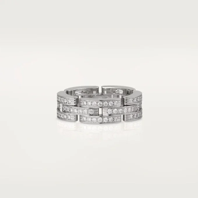 Anello Maillon Panthere, a tripla fila, pavé