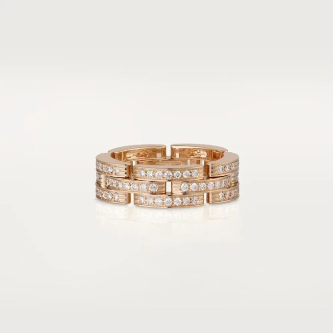Anello Maillon Panthere, a tripla fila, pavé