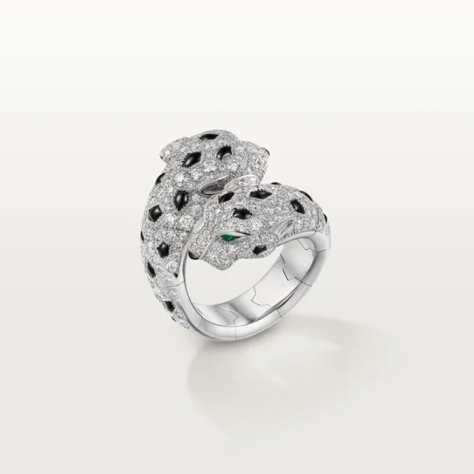 Anello Panthere De Cartier, articolato, con pavé