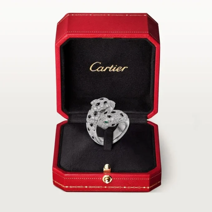 Anello Panthere De Cartier, articolato, con pavé