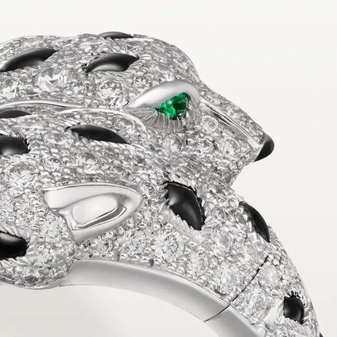 Anello Panthere De Cartier, articolato, con pavé