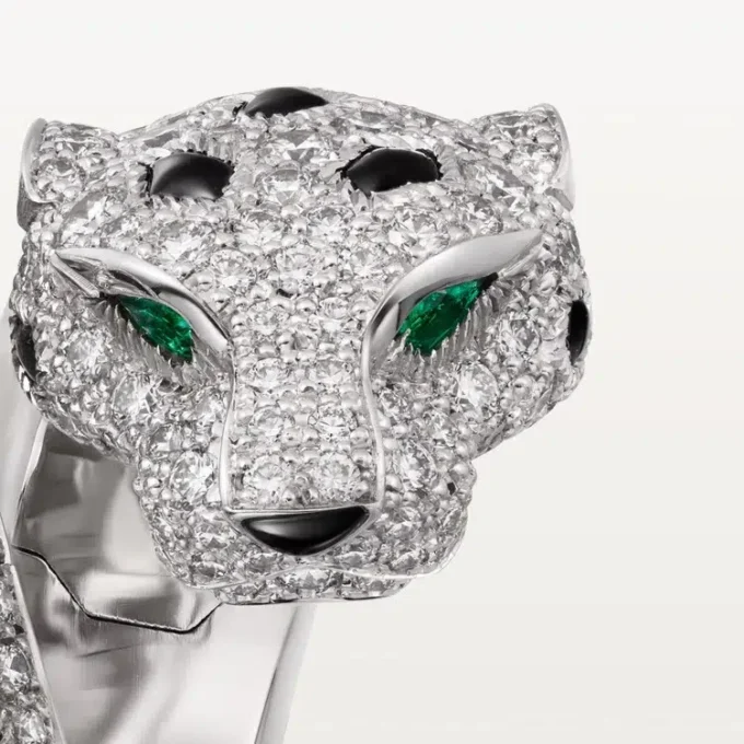 Anello Panthere De Cartier, articolato, con pavé