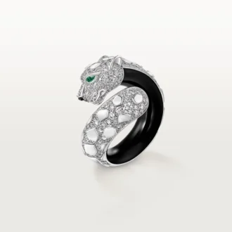 Anello Panthere De Cartier, laccato nero, pavé