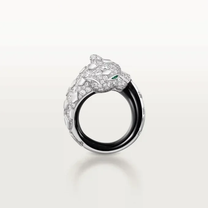 Anello Panthere De Cartier, laccato nero, pavé