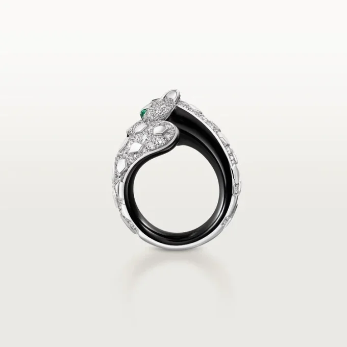 Anello Panthere De Cartier, laccato nero, pavé