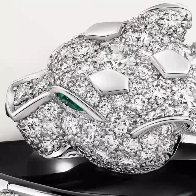 Anello Panthere De Cartier, laccato nero, pavé