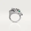Anello Panthere De Cartier – Oro bianco, diamanti, smeraldi, onice – Cartier