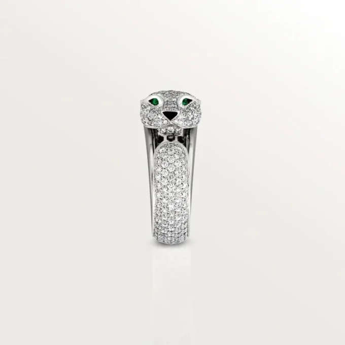 Anello Panthere De Cartier – Oro bianco, diamanti, smeraldi, onice – Cartier