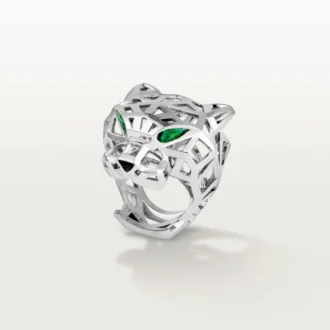 Anello Panthere De Cartier – Oro bianco non rodiato, granati tsavoriti, onice – Cartier