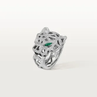 Anello Panthere De Cartier – Oro bianco, onice, smeraldi, diamanti – Cartier