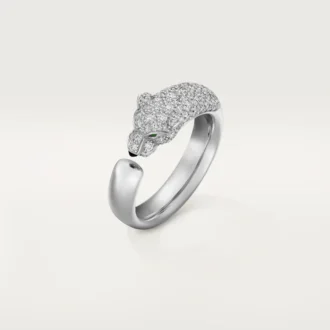 Anello Panthere De Cartier – Oro bianco, smeraldi, onice, diamanti – Cartier