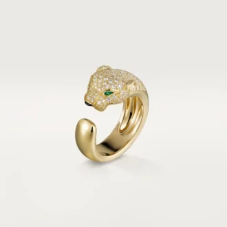 Anello Panthere De Cartier – Oro giallo, diamanti, smeraldi, onice – Cartier