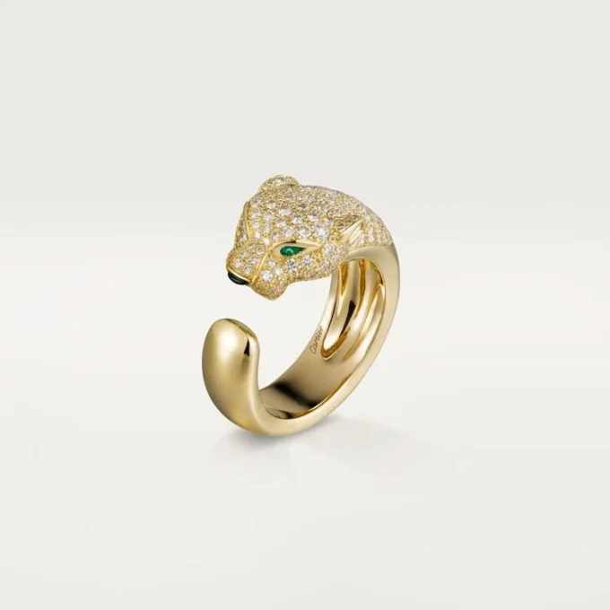 Anello Panthere De Cartier – Oro giallo, diamanti, smeraldi, onice – Cartier