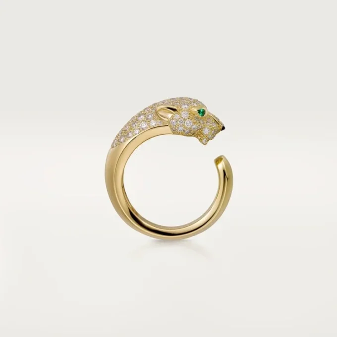 Anello Panthere De Cartier – Oro giallo, diamanti, smeraldi, onice – Cartier