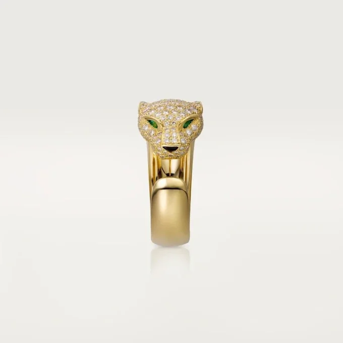 Anello Panthere De Cartier – Oro giallo, diamanti, smeraldi, onice – Cartier