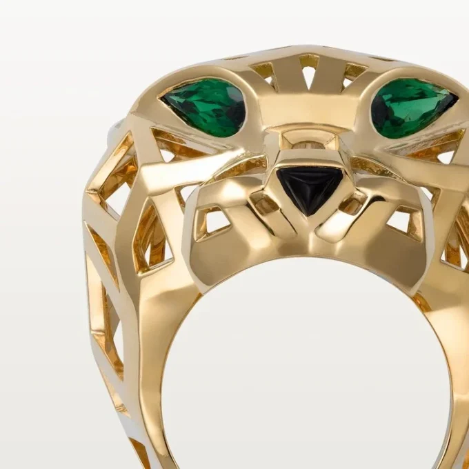 Anello Panthere De Cartier – Oro giallo, granati tsavoriti, onice – Cartier