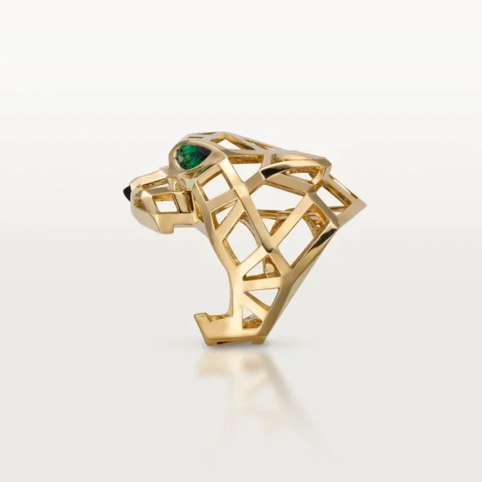Anello Panthere De Cartier – Oro giallo, granati tsavoriti, onice – Cartier