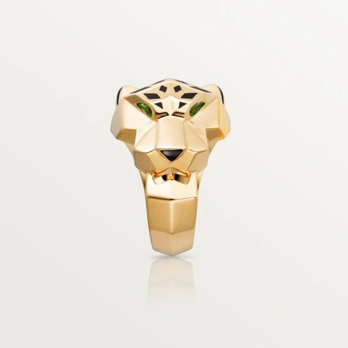 Anello Panthere De Cartier – Oro giallo, lacca, granato tsavorite, onice – Cartier