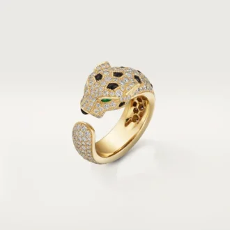Anello Panthere De Cartier – Oro giallo, smeraldi, onice, diamanti – Cartier