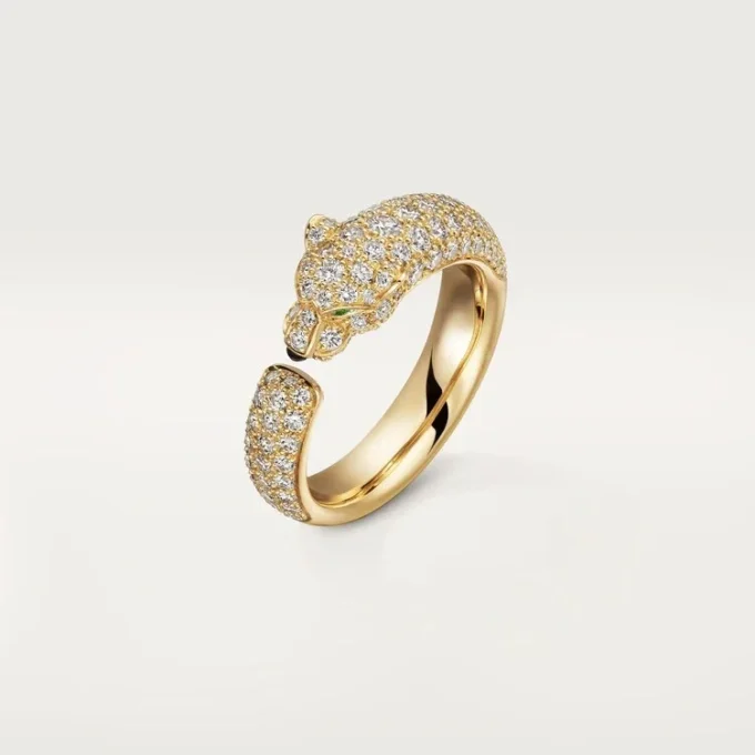 Anello Panthere De Cartier – Oro giallo, smeraldi, onice, diamanti – Cartier
