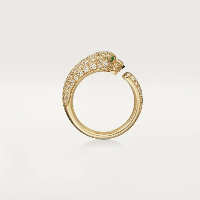 Anello Panthere De Cartier – Oro giallo, smeraldi, onice, diamanti – Cartier