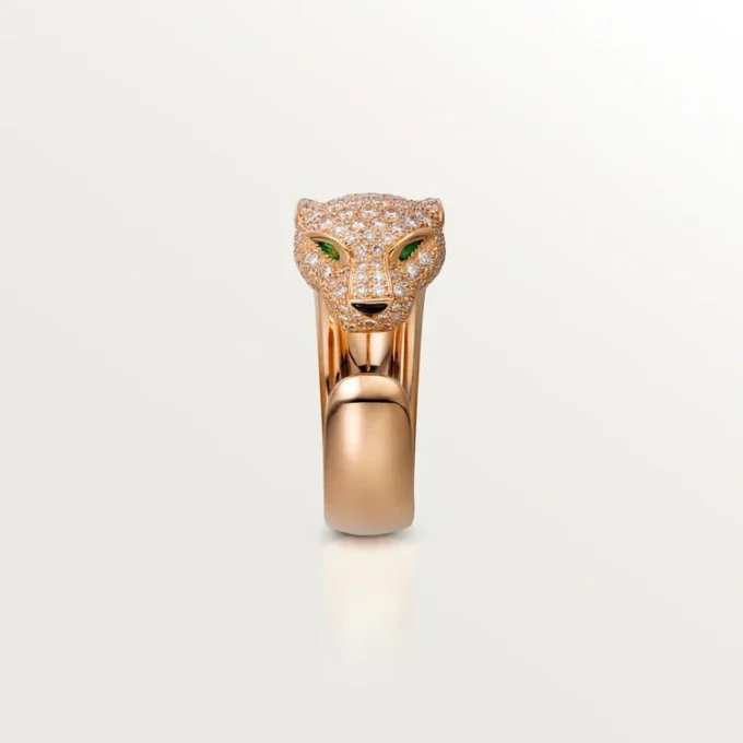 Anello Panthere De Cartier – Oro rosa, diamanti, smeraldi, onice – Cartier