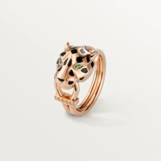 Anello Panthere De Cartier – Oro rosa, granati tsavoriti, onice, lacca nera, diamanti – Cartier