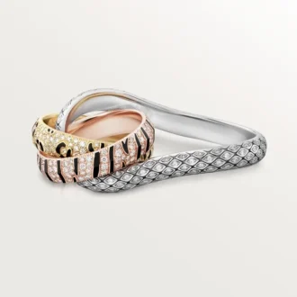 Anello Trinity a due dita, laccato, pavé